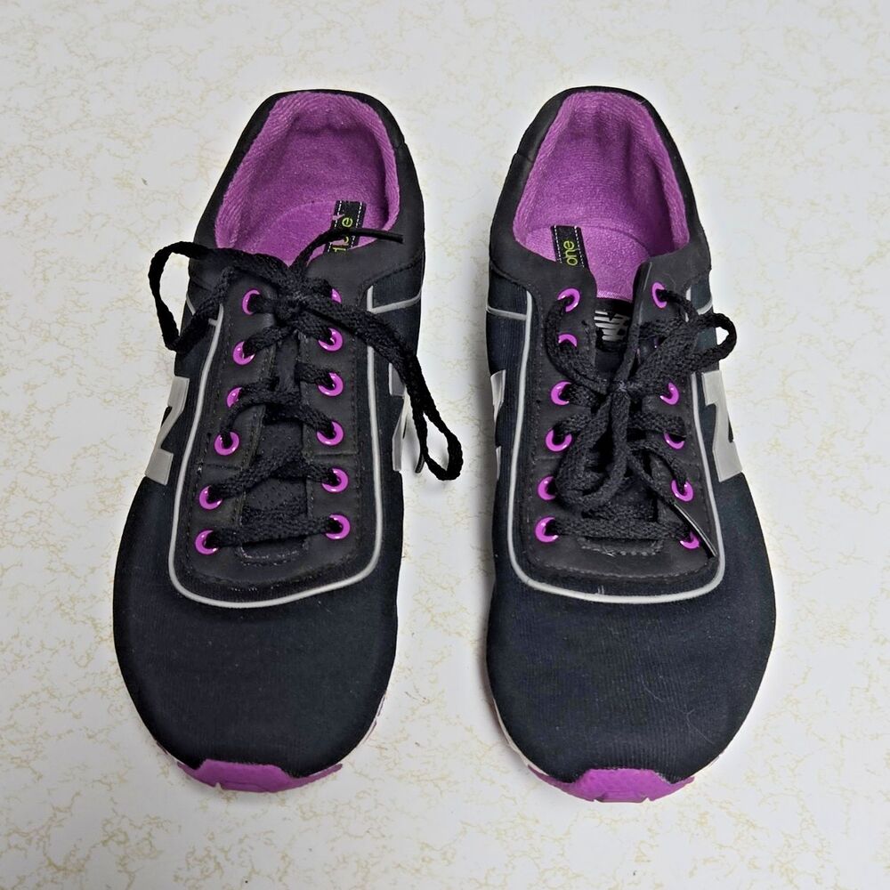 New Balance WL201BP Womens Black Purple Gray Low Top Lace-Up Athletic Sneaker GC